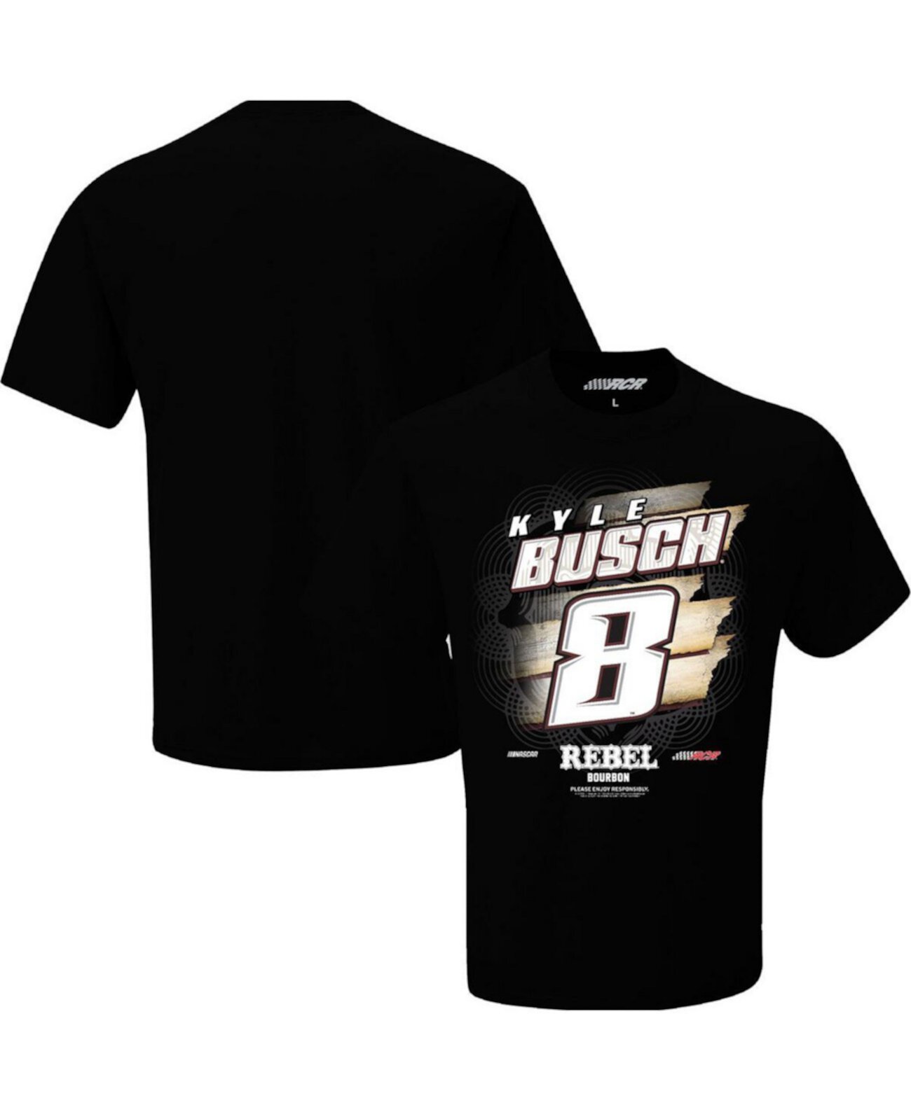 Мужская черная футболка Kyle Busch Rebel Bourbon Front Runner Richard Childress Racing Team Collection