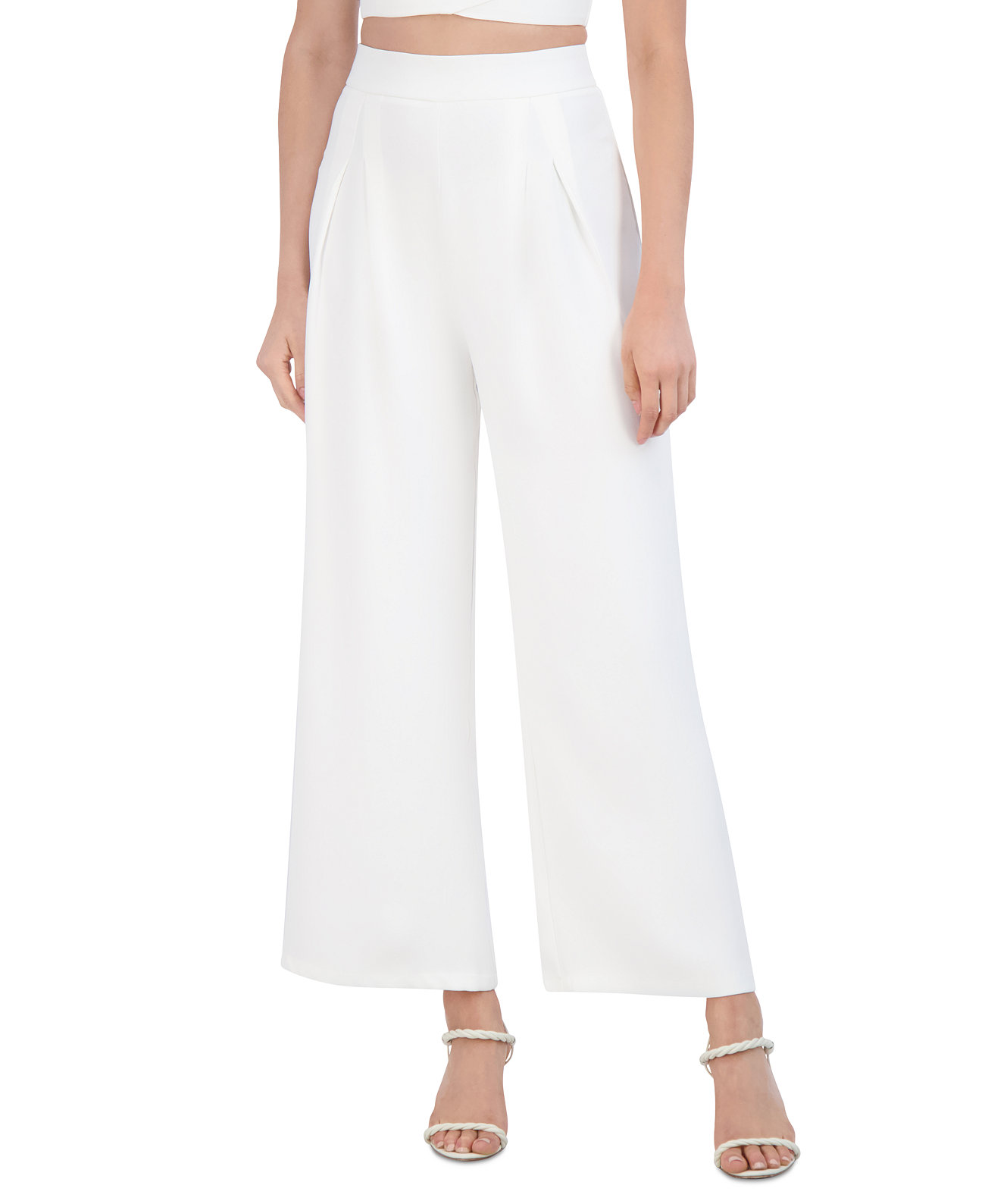 Women's Pleated Twill Wide-Leg Pants BCBG NEW YORK