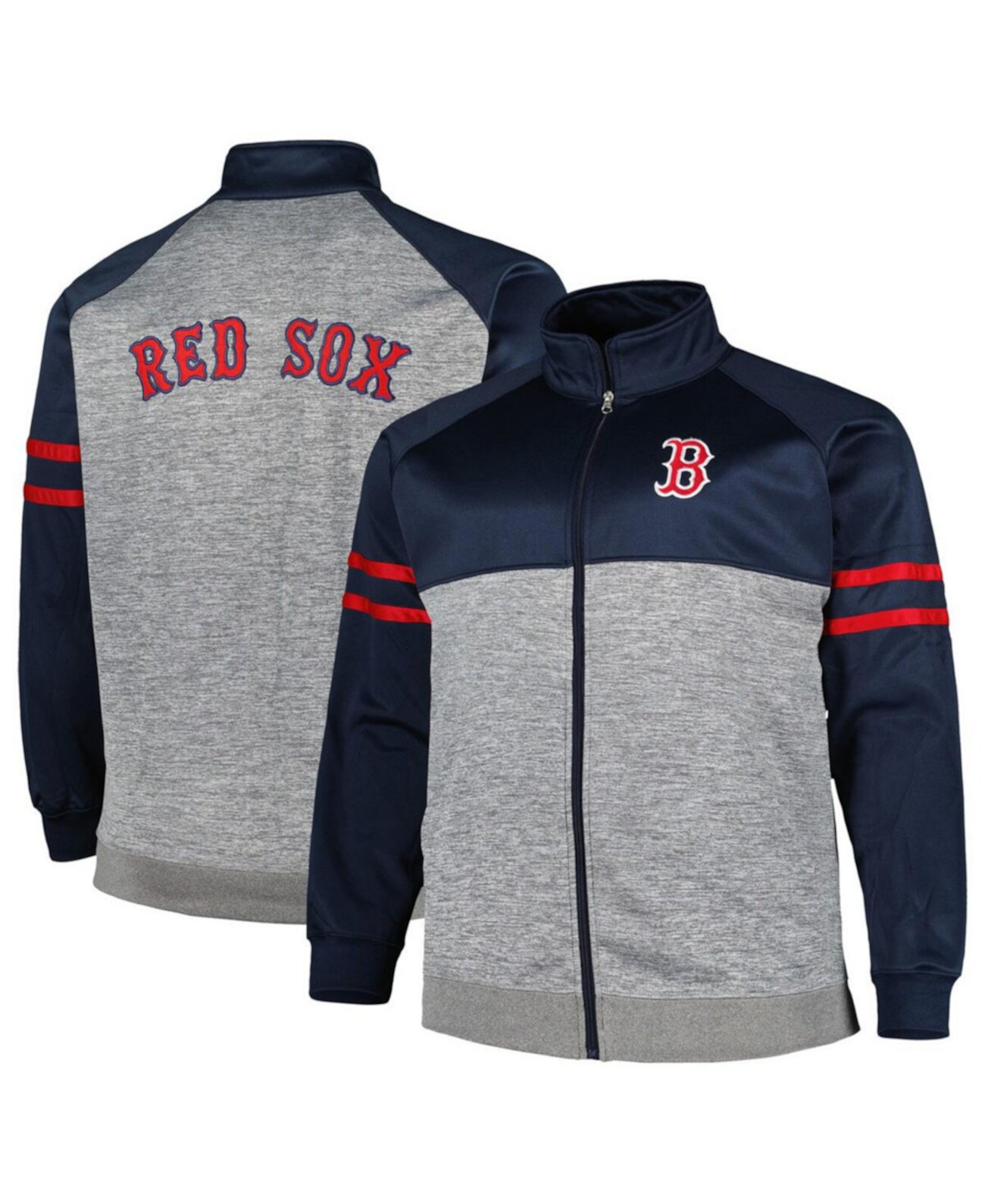 Мужская спортивная куртка темно-синего цвета с молнией во всю длину реглан Boston Red Sox темно-серого цвета Profile
