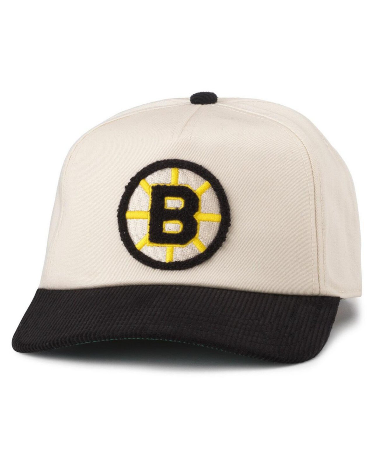 Мужская кремовая черная регулируемая кепка Boston Bruins Burnett American Needle