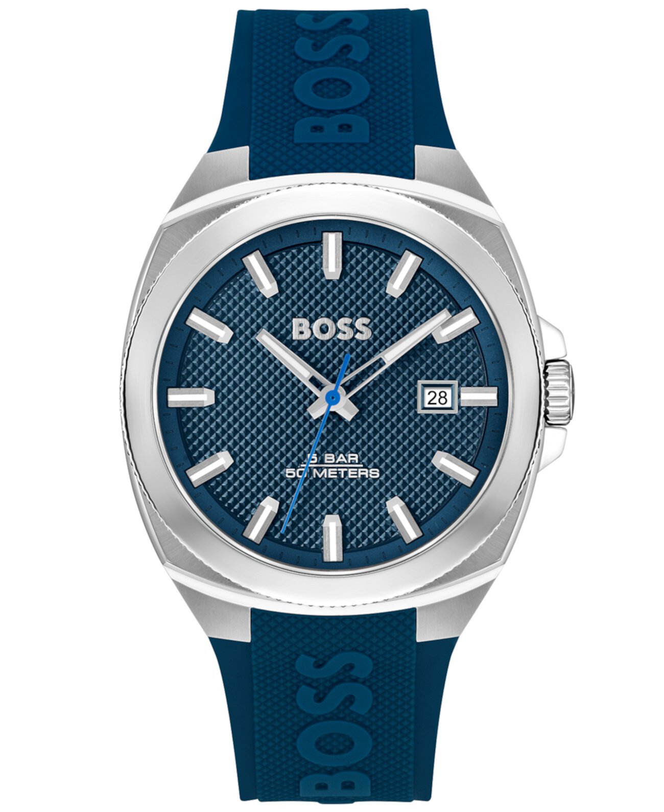 Мужские кварцевые часы Walker с базовым календарем, синие силиконовые часы, 41 мм BOSS