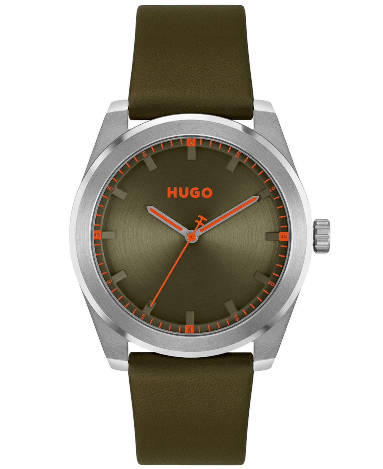 Мужские яркие кварцевые кожаные часы оливкового цвета, 42 мм BOSS