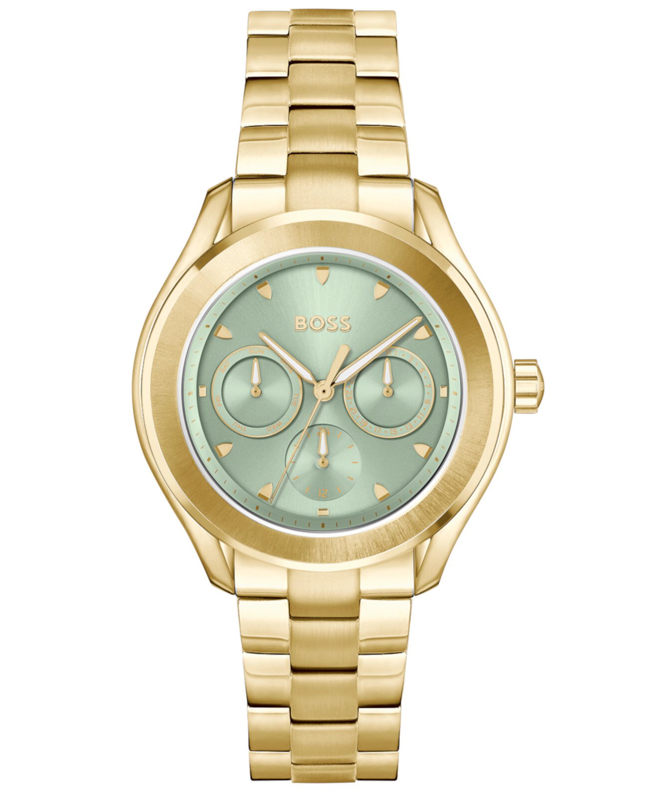 Женские многофункциональные кварцевые часы Lida с ионным покрытием, тонкие золотистые стальные часы, 38 мм BOSS