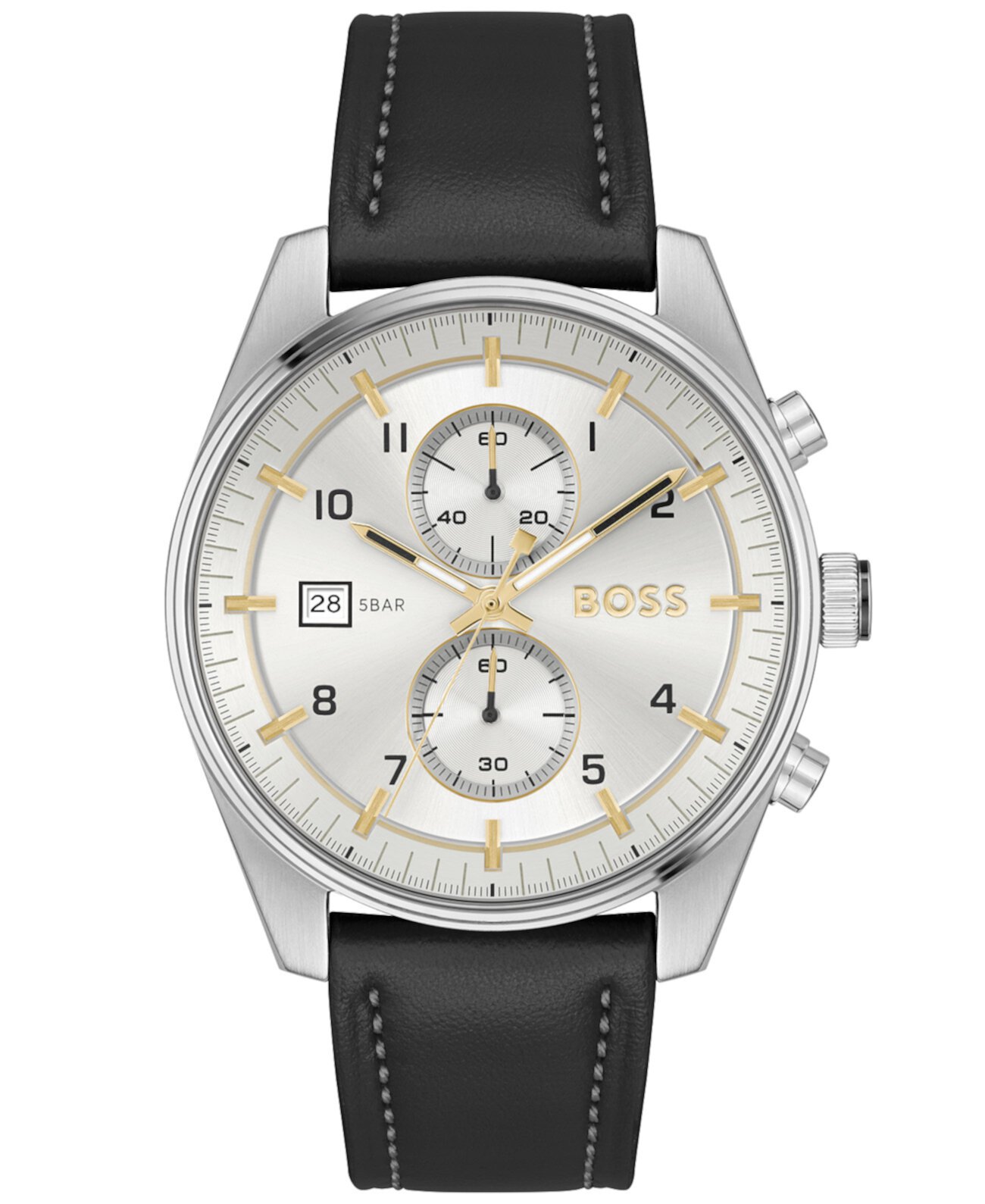 Мужские кварцевые модные часы Skytraveller с хронографом, черные кожаные часы, 44 мм BOSS