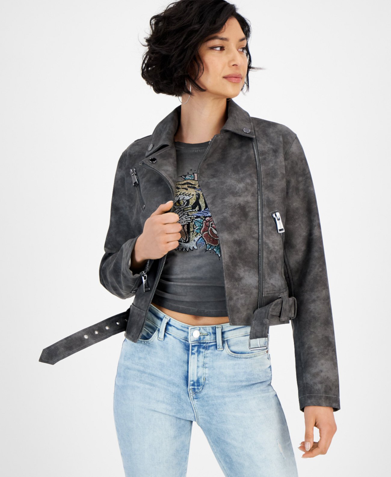 Женская байкерская куртка Patty из искусственной кожи с асимметричной молнией GUESS