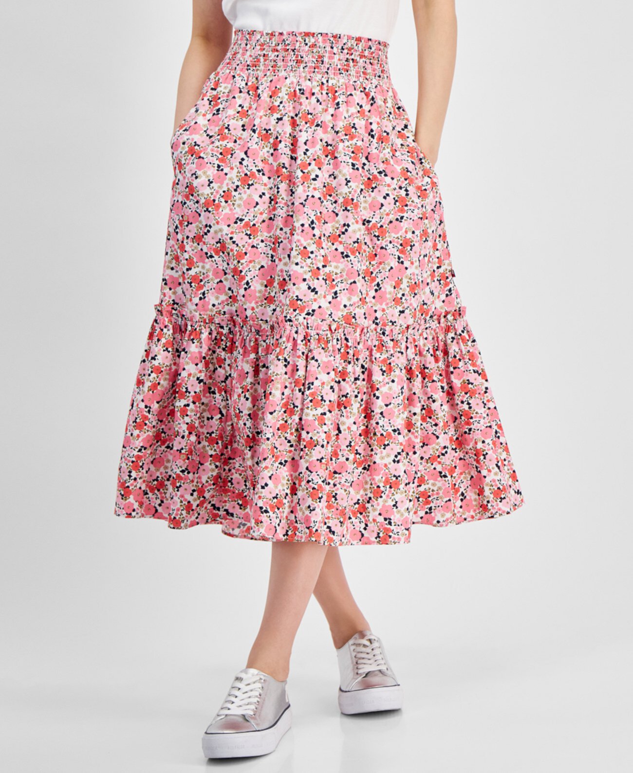 Женская присборенная юбка с цветочным принтом Tommy Hilfiger