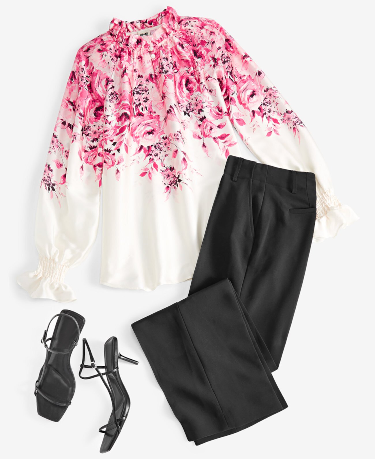 Женский топ с рюшами и цветочным принтом, созданный для Macy's Anne Klein