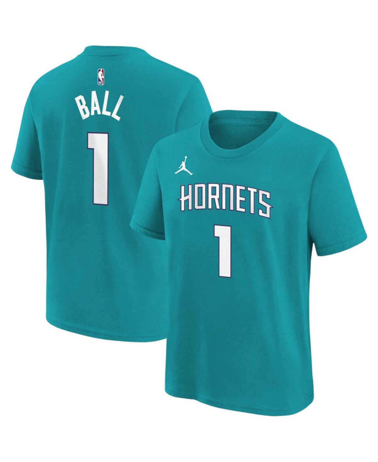 Детская Футболка Jordan LaMelo Ball Teal Charlotte Hornets Icon с Именем и Номером Jordan