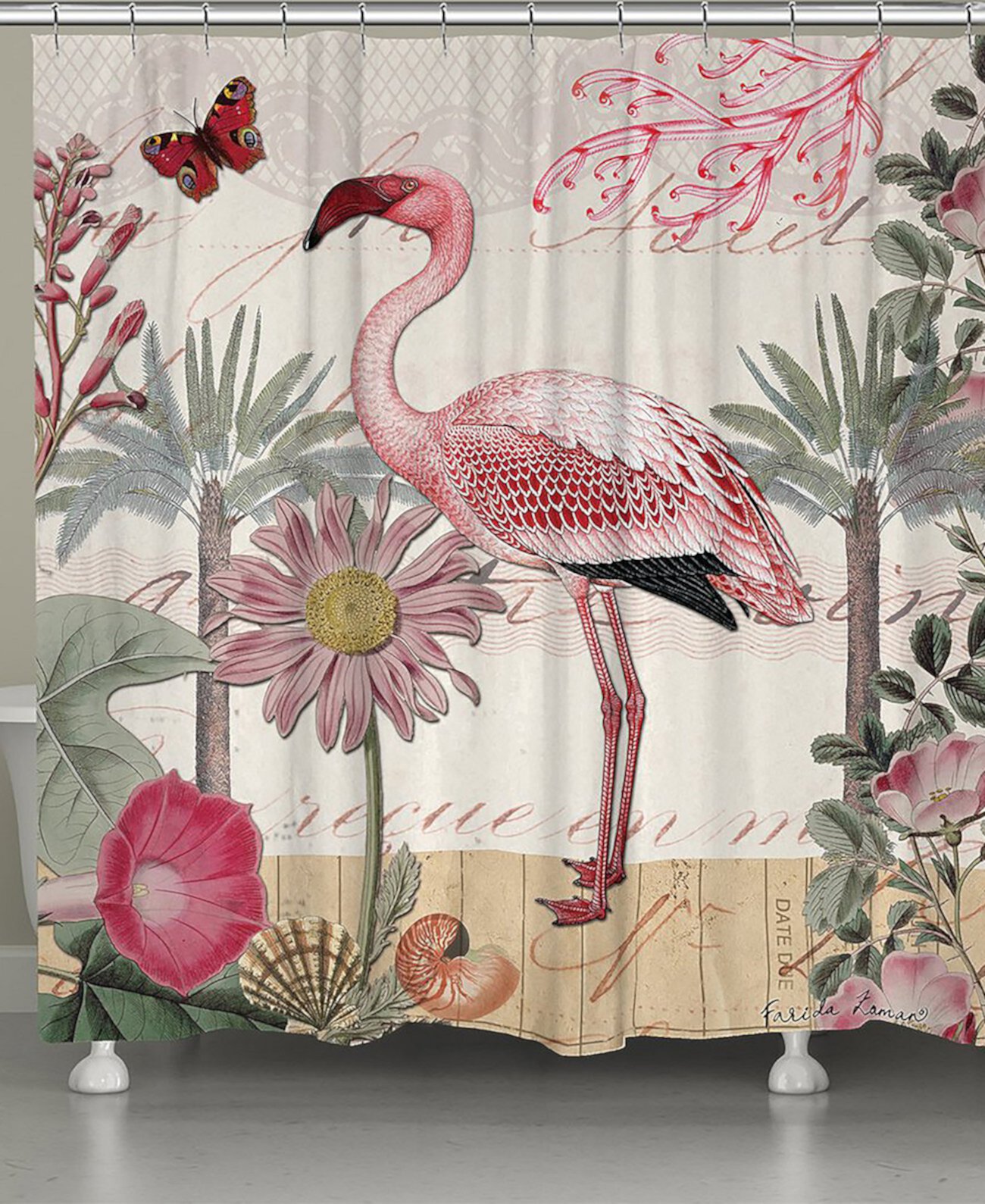 Занавеска для душа с ботаническим фламинго Laural Home