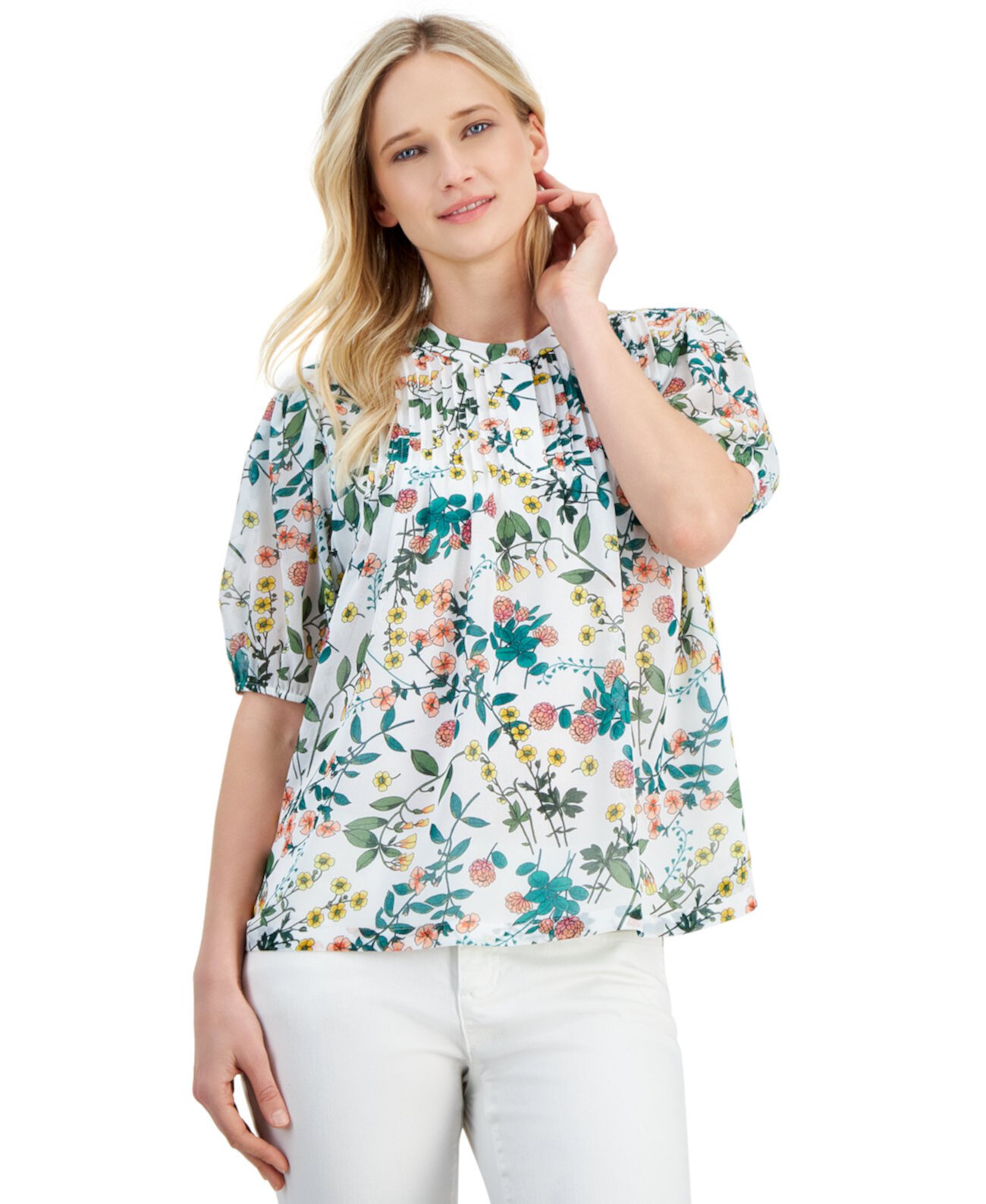 Женская блузка с защипами и цветочным принтом Nautica Jeans