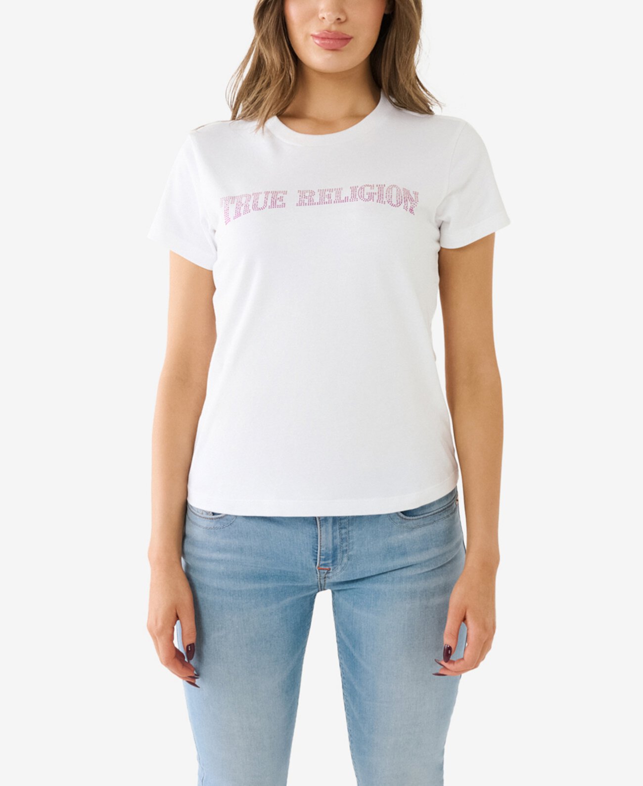 Женская Футболка True Religion Ombre Crystal Arch Logo True Religion