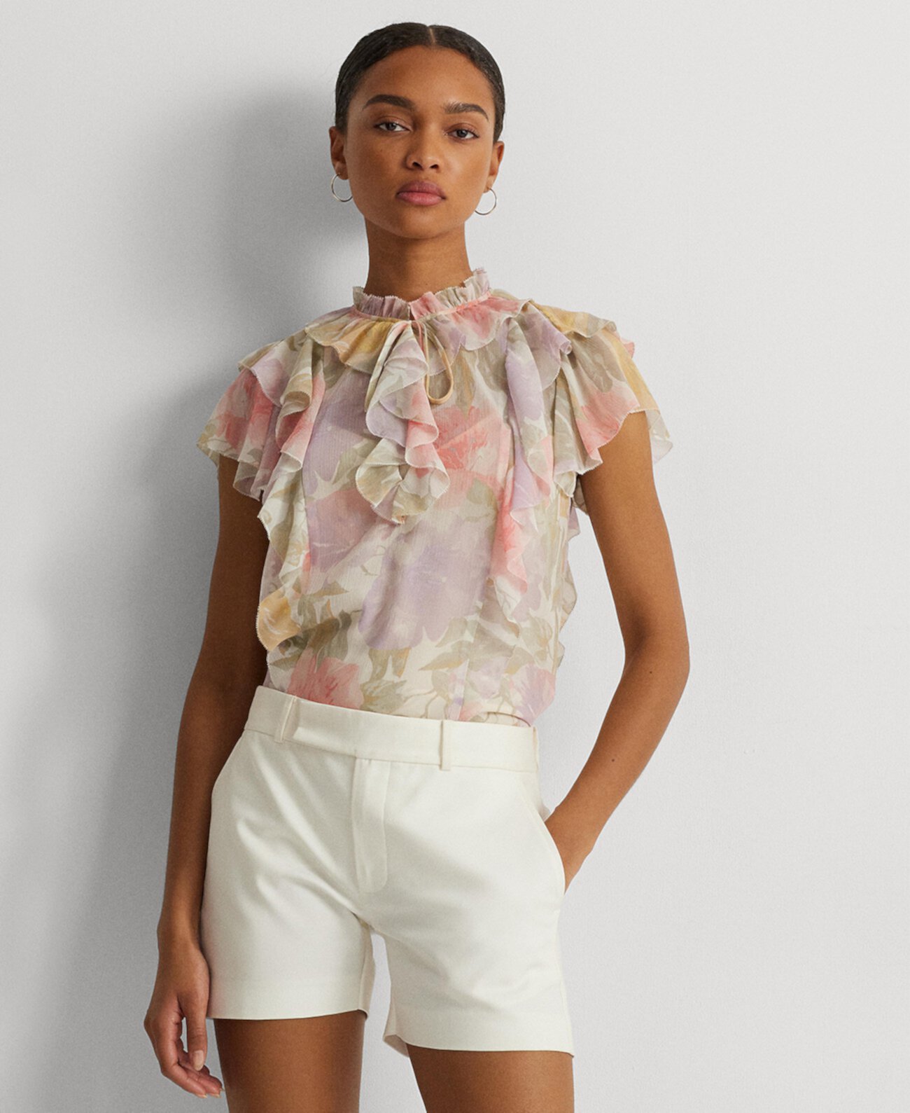 Женская блузка с оборками и развевающимися рукавами LAUREN Ralph Lauren