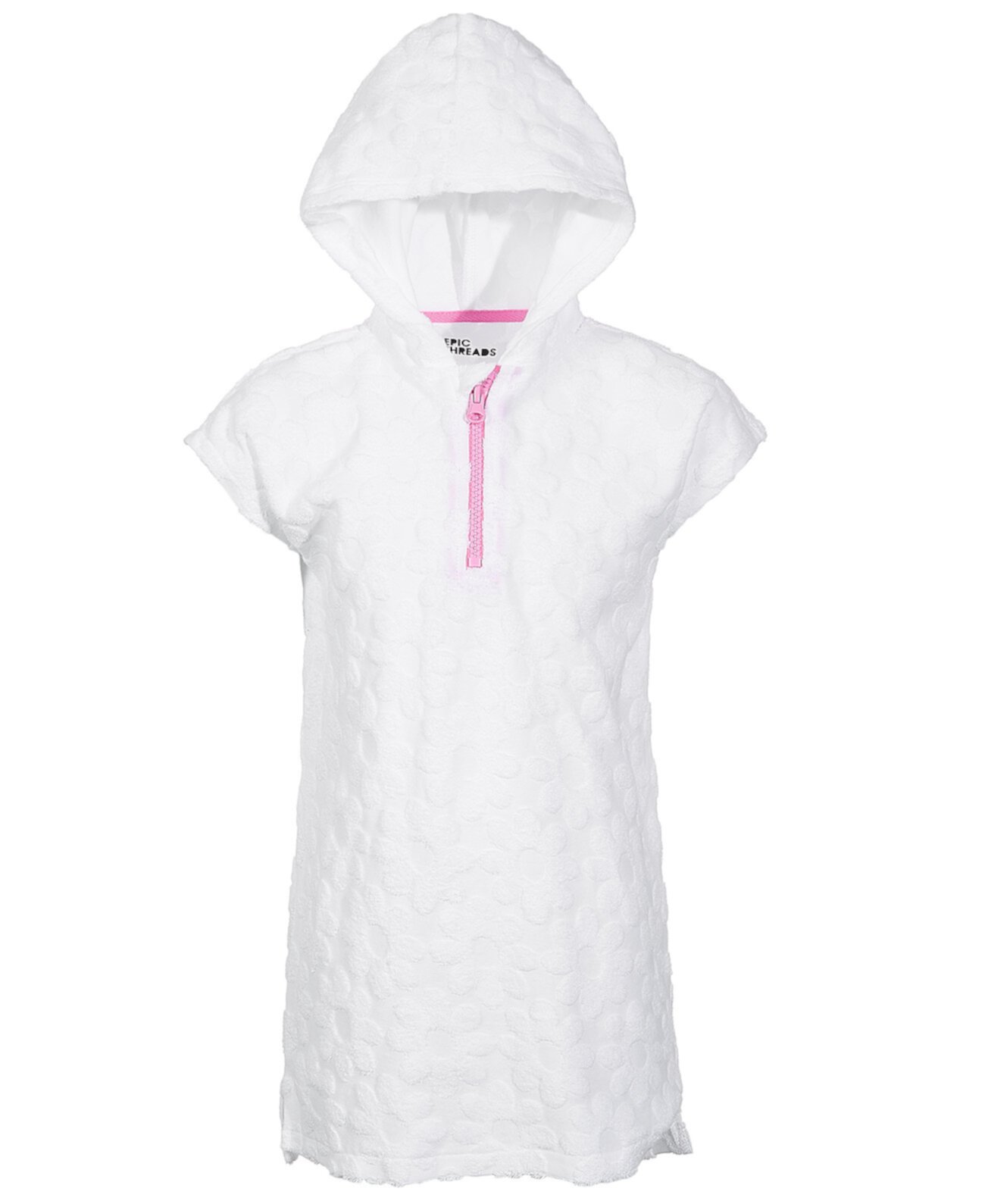 Текстурированная махровая толстовка с короткими рукавами и молнией для малышей и маленьких девочек, созданная для Macy's Epic Threads