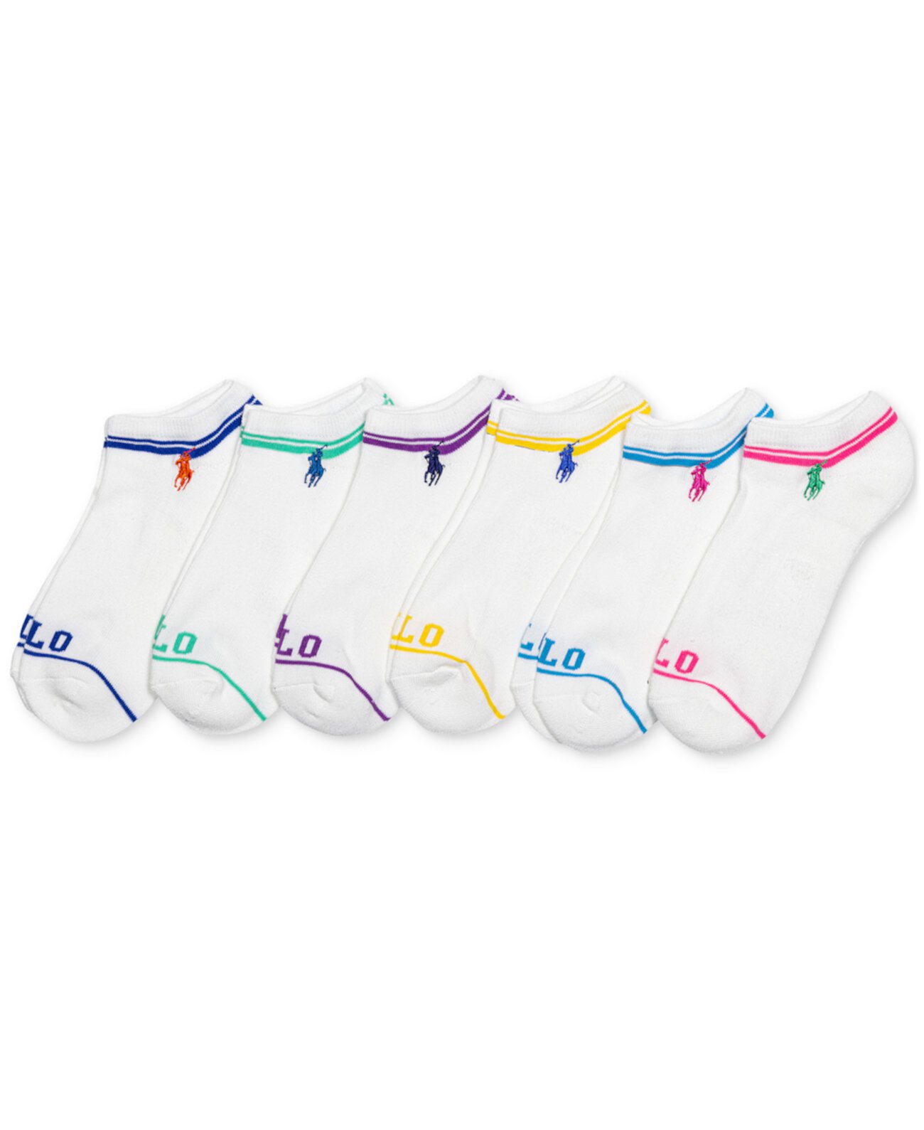 Женские 6-шт. Носки до щиколотки с цветным логотипом в стиле поп Polo Ralph Lauren