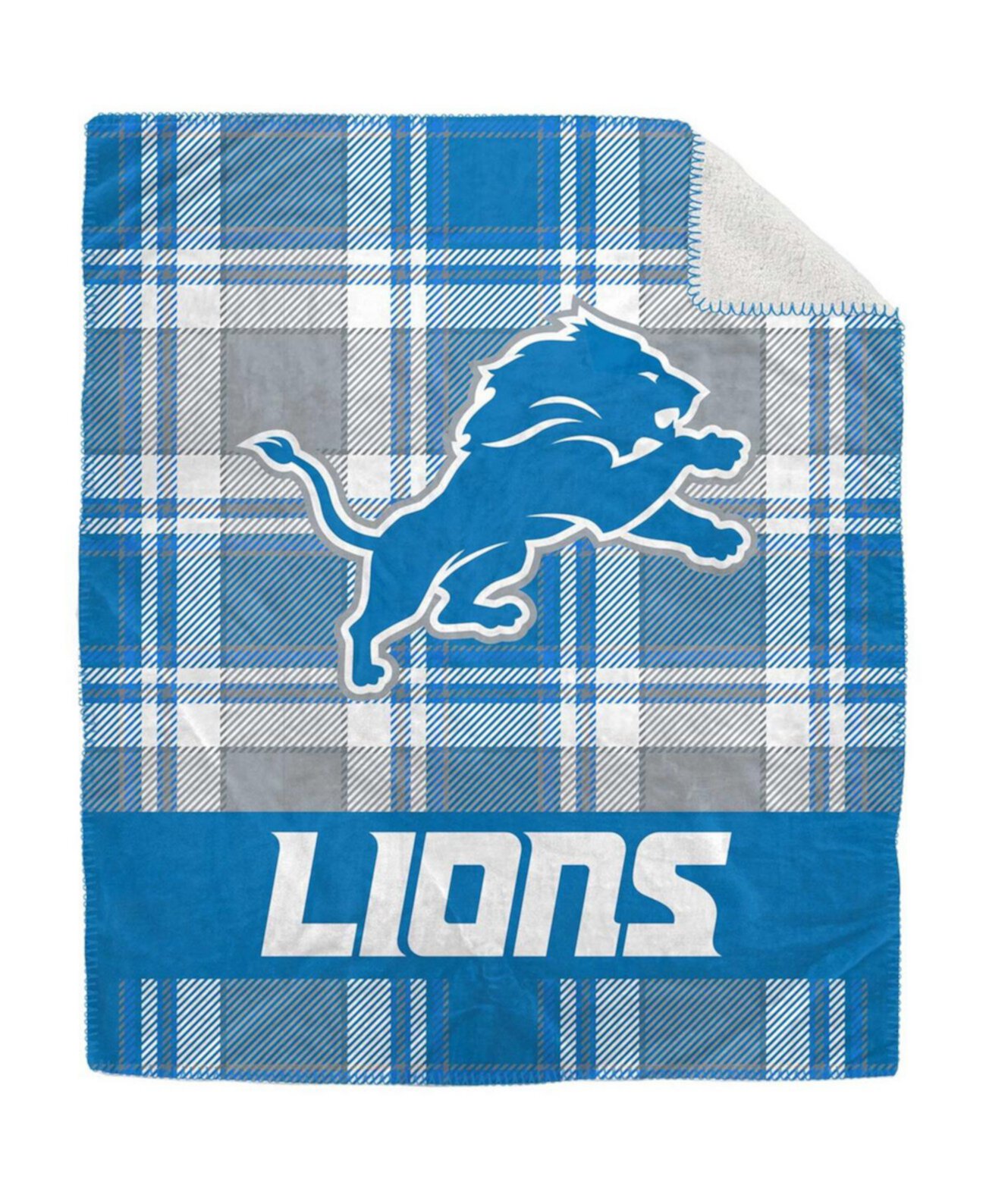 Плюшевое фланелевое одеяло Detroit Lions размером 50 x 60 дюймов в клетку Pegasus Home Fashions