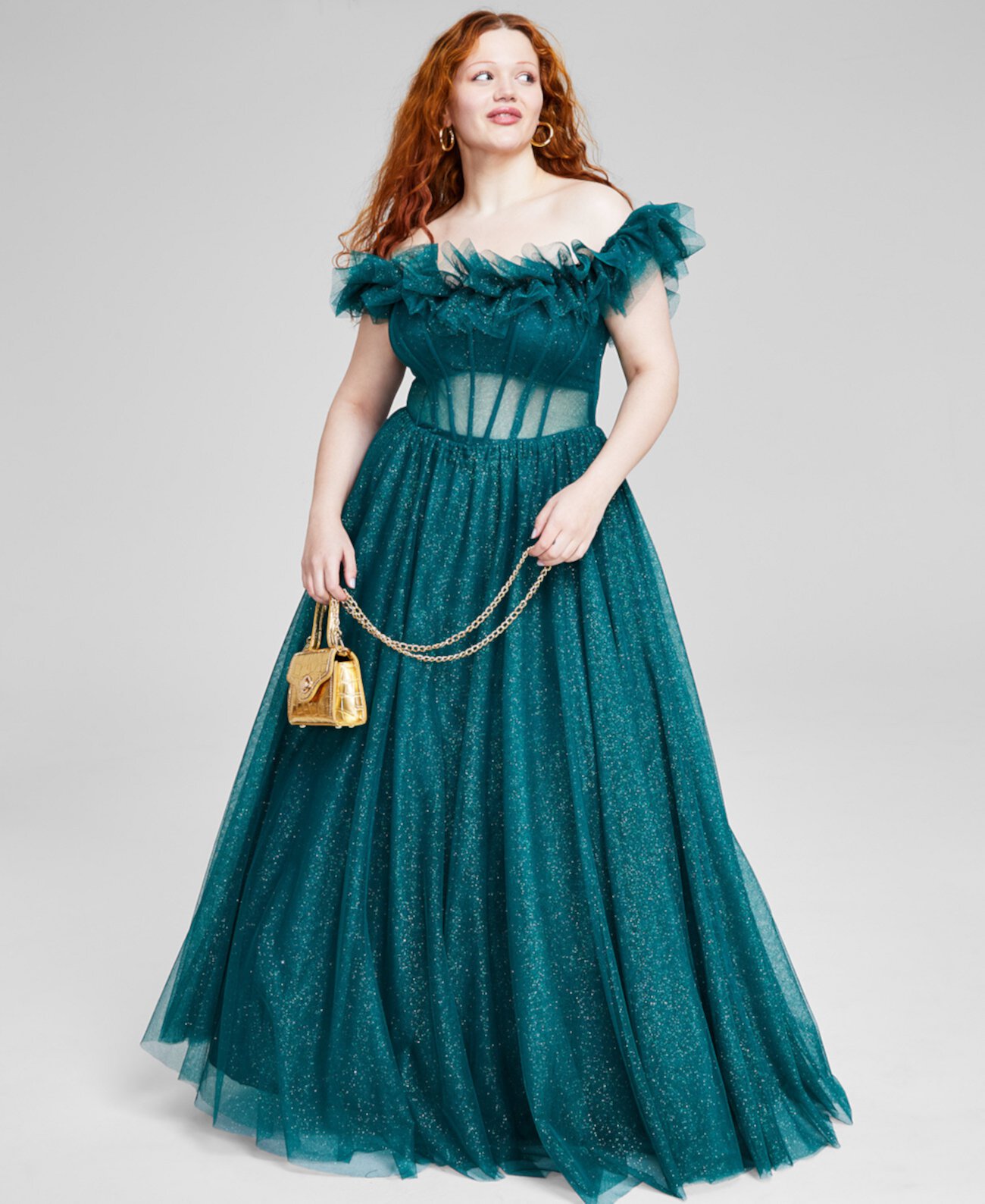 Модное тюлевое платье больших размеров с открытыми плечами, созданное для Macy's Say Yes