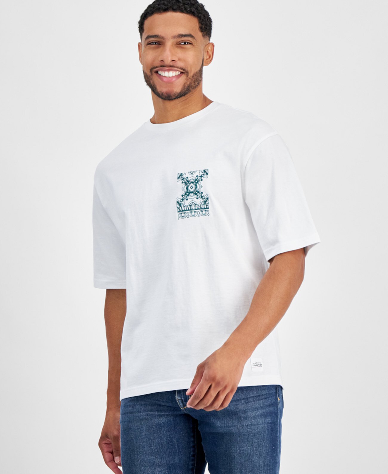 Мужская футболка свободного кроя с вышитым логотипом NATIVE YOUTH