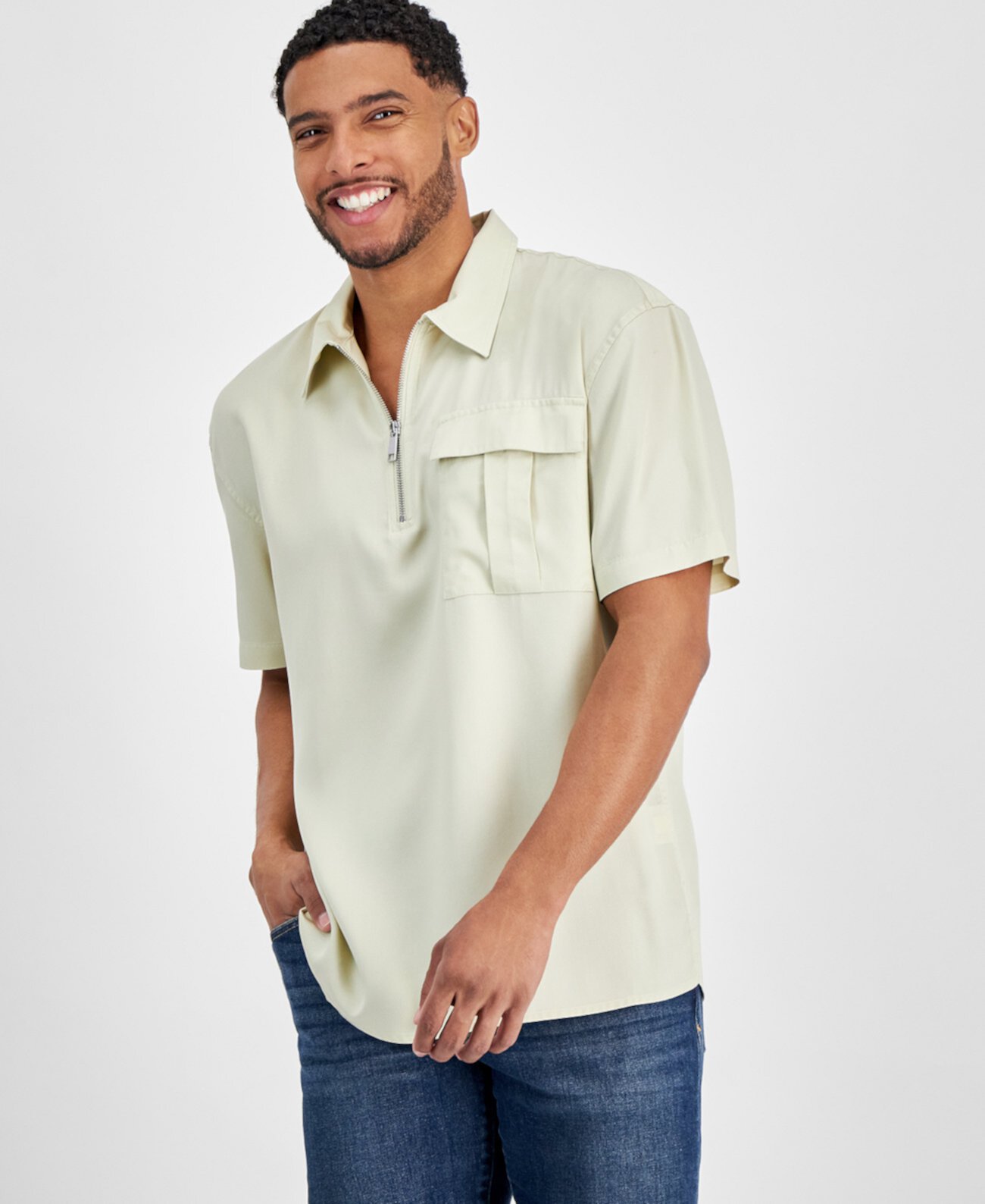 Мужская рубашка Kai Oversized с молнией 1/4, созданная для Macy's I.N.C. International Concepts
