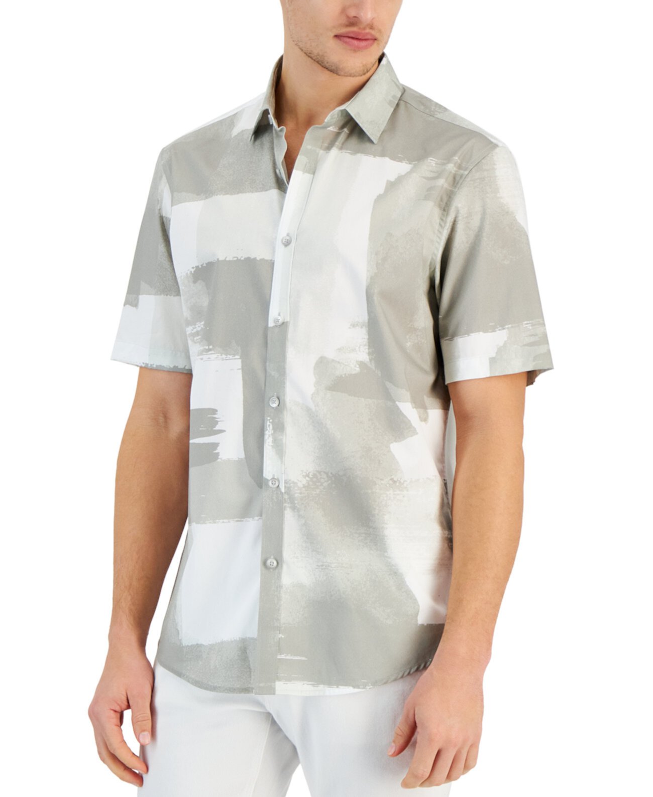 Мужская рубашка обычного кроя на пуговицах с принтом Painted Blocks, созданная для Macy's Alfani