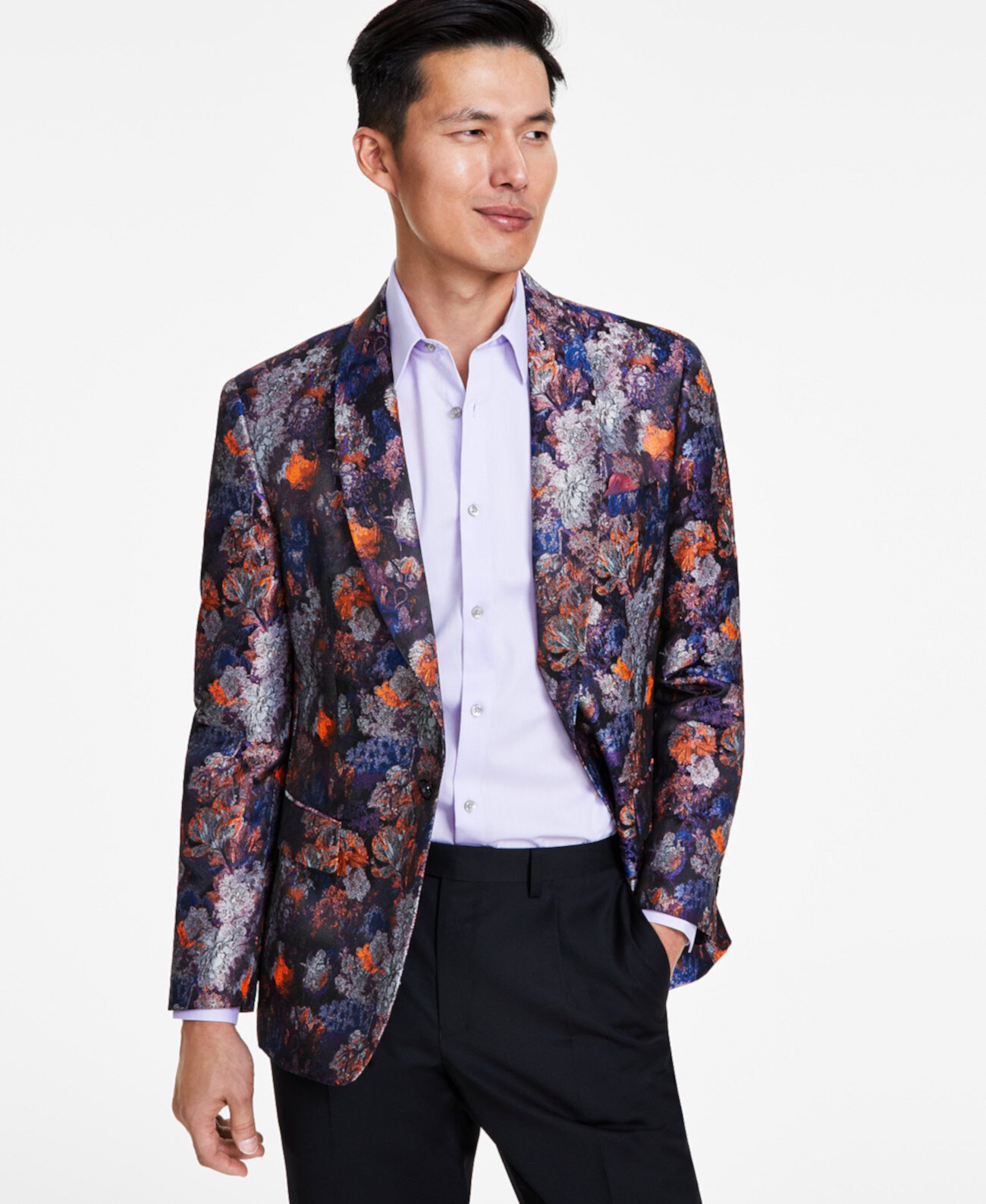 Мужское облегающее спортивное пальто из жаккарда с цветочным принтом Tallia