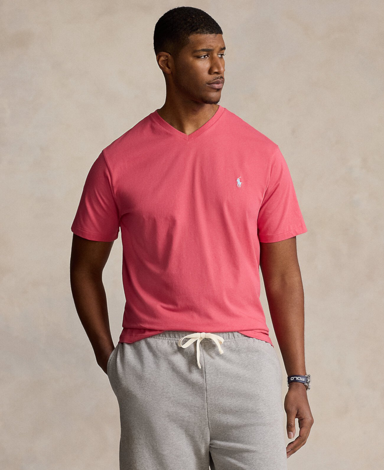 Мужская футболка из джерси с V-образным вырезом для больших и высоких Polo Ralph Lauren