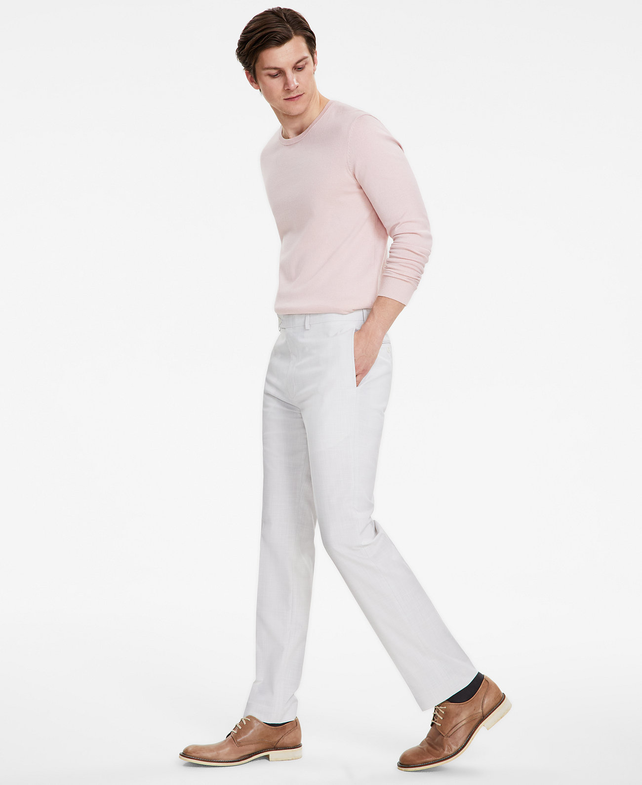 Мужские однотонные белые брюки узкого кроя Calvin Klein