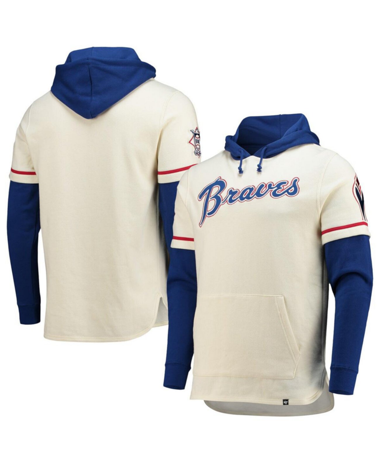 Мужской кремовый пуловер с капюшоном Atlanta Braves Trifecta Shortstop '47 Brand