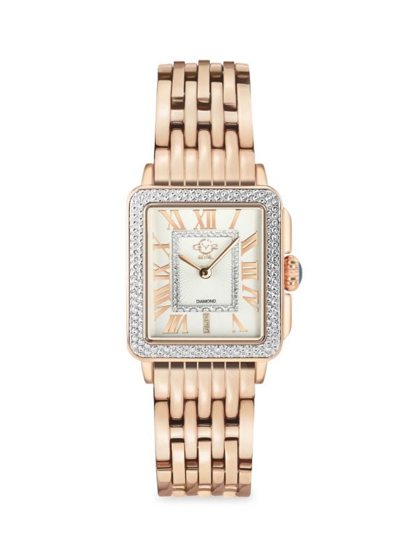 Часы Padova, 27 x 30 мм, розовое золото, нержавеющая сталь и браслет с бриллиантами 0,15 TCW GV2