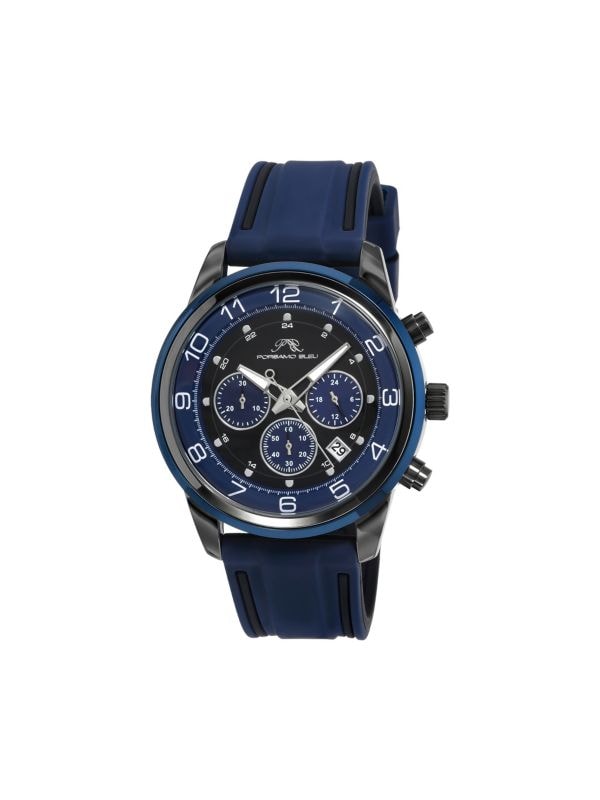 Часы Arthur 44 мм с хронографом из нержавеющей стали и силиконового ремешка Porsamo Bleu