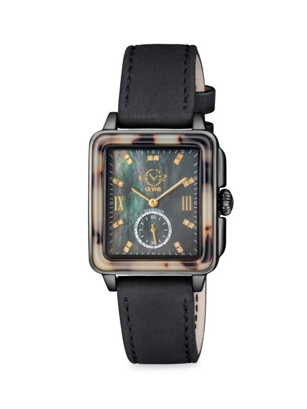 Часы Bari Tortoise, корпус из нержавеющей стали, 30 мм, замшевый ремешок, часы с бриллиантами 0,09 TCW GV2