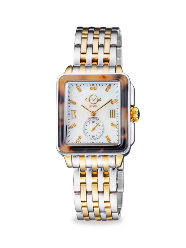 Часы Bari Tortoise, 30 мм, двухцветный браслет из нержавеющей стали, перламутра и бриллиантов GV2