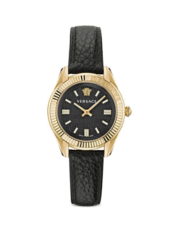 Механические часы Versace Greca Time 35MM Goldtone Stainless Steel & Leather Versace