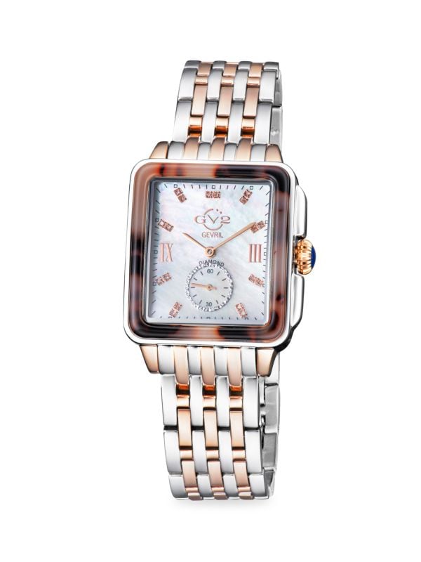 Часы Bari Tortoise, 30 мм, двухцветный браслет из нержавеющей стали, перламутра и бриллиантов GV2