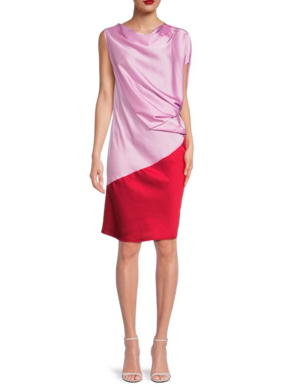 Платье прямого кроя с цветными блоками и драпировкой RENEE C