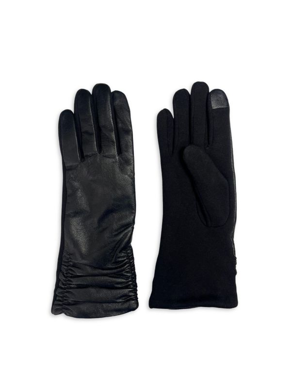 Кожаные перчатки со сборками для сенсорного экрана Marcus Adler