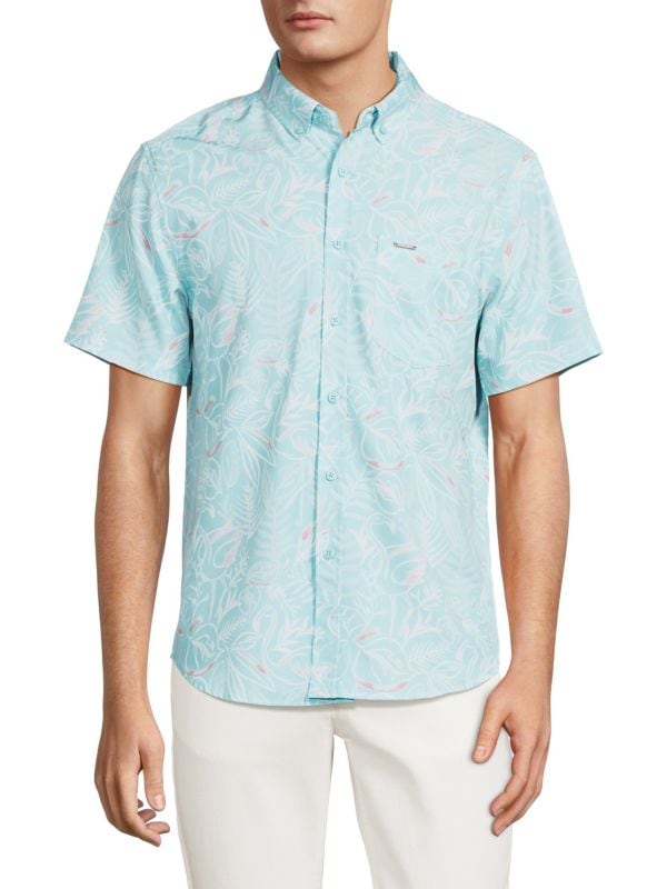 Рубашка с коротким рукавом с тропическим принтом Vintage Summer