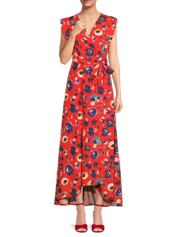 Платье макси с цветочным принтом и короткими рукавами Hutch