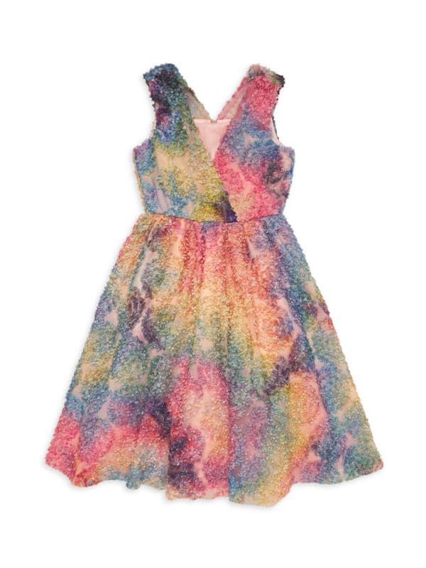 Платье тай-дай с цветочной аппликацией для девочек Christian Siriano