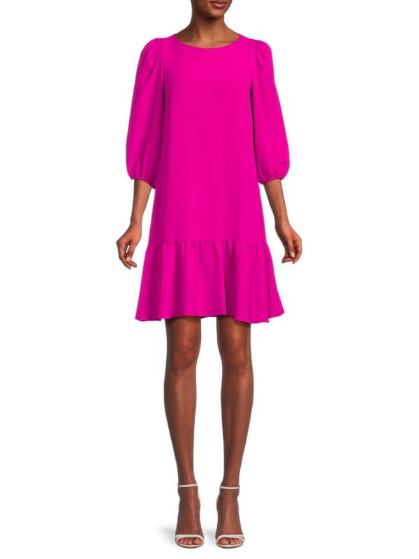 Мини-платье прямого кроя с объемными рукавами DKNY