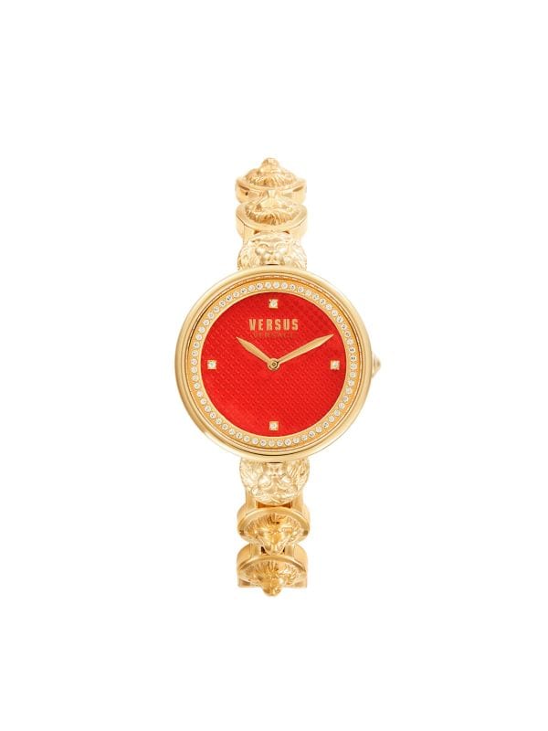 Часы-браслет из нержавеющей стали и кристаллов золотистого цвета, 34 мм Versus Versace