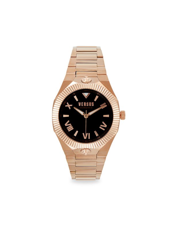 Часы-браслет из нержавеющей стали с корпусом IP 36 мм цвета розового золота Versus Versace