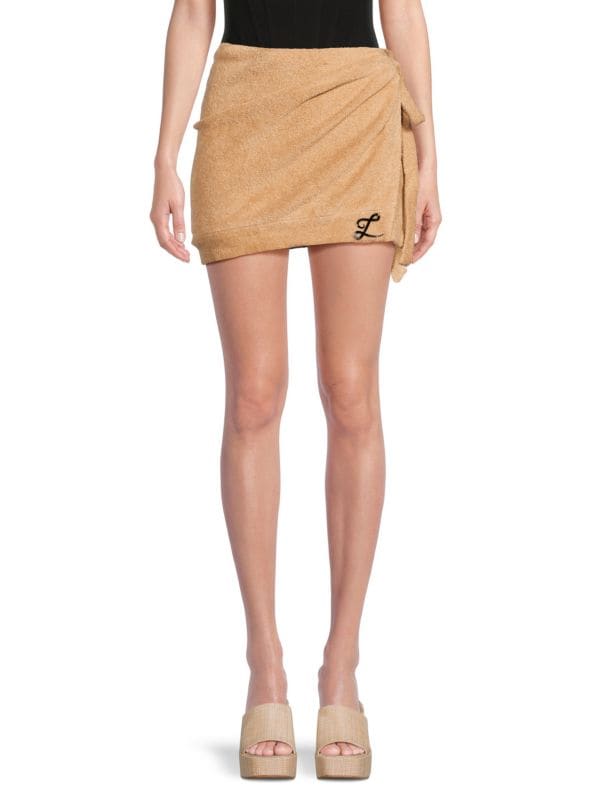 Мини-юбка с запахом и логотипом LaQuan Smith