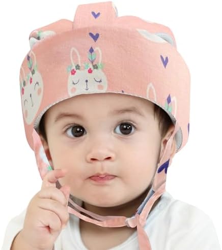 Ocanoiy Baby Safety Helmet Toddler Children Headguard Infant Head Cushion Protective Harnesses Cap Soft Adjustable Kid Safety Hat Head Protector (Pink Rabbit) Ocanoiy