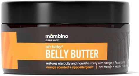 Mambino Organics Oh Baby! Belly Butter – Organic Stretch Mark Cream for Pregnancy with Dutch Shea & Cocoa Butter – Vitamins, Omegas for Elasticity – Cruelty-Free Maternity Care, 2-Pack 4 fl oz Mambino Organics