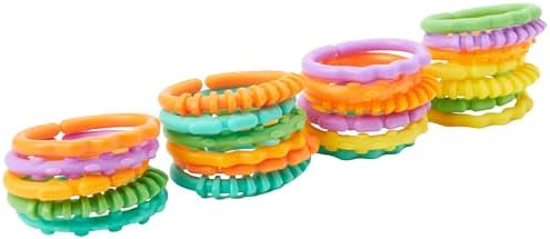 Bright Starts Lots of Links Rings Toys for Stroller or Carrier Seat, BPA-Free, Ages 0 Months Plus, Multicolor, 24 Count Bright Starts