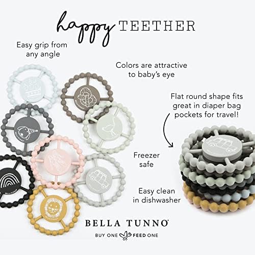 Bella Tunno Happy Teether – Soft & Easy Grip Baby Teether Toy, Silicone Teether Ring to Help Soothe Gums, Non-Toxic and BPA Free, The Future is Female Bella Tunno