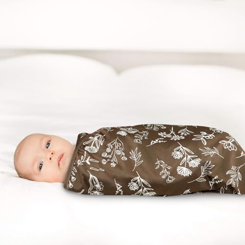 Newborn Receiving Blanket, Stretchy Jersey Knit Swaddle Blanket for Boys and Girls, Double Layer Baby Blankets, Ultra Soft & Breathable, Floral SWESEN
