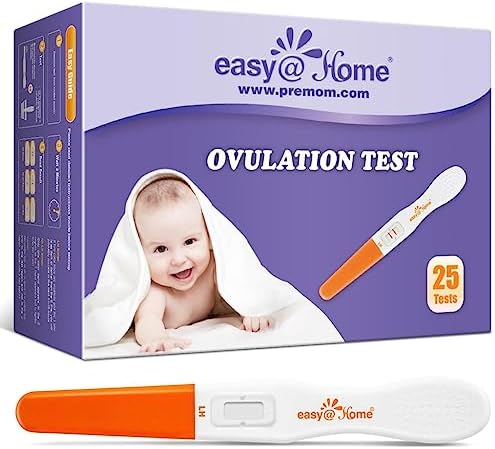 Easy@Home 25 Ovulation Predictor Kit Test Sticks, FSA Eligible Midstream Fertility Tests, Powered by Premom Ovulation Predictor App and Period Tracking Easy@Home