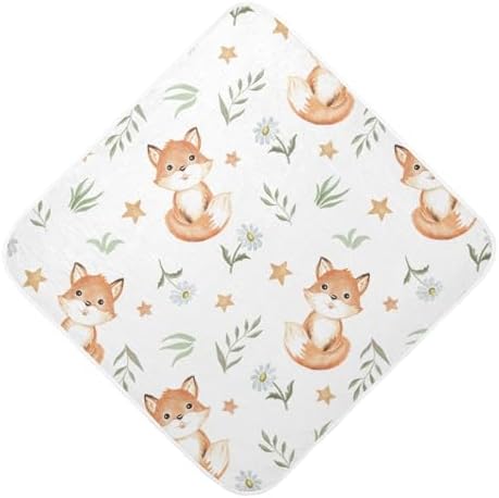 Муслиновое детское полотенце с капюшоном из мультфильма Лиса, ультрамягкое и впитывающее банное полотенце для мальчиков и девочек, хлопковый детский халат, одеяло для новорожденных, 30x30 дюймов Kigai