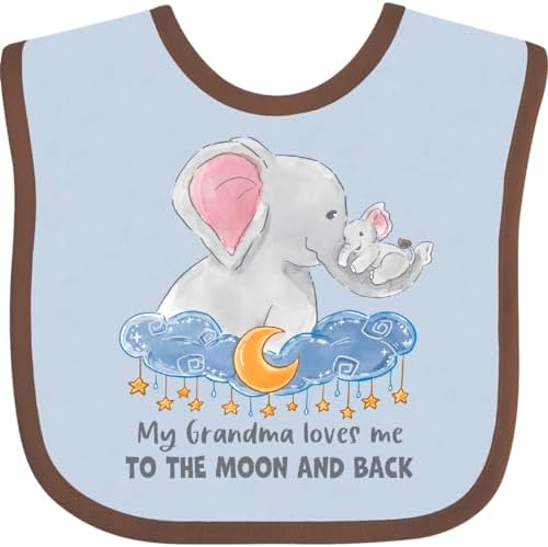 inktastic Детский нагрудник «Моя бабушка любит меня до Луны и обратно» для семьи слонов Inktastic